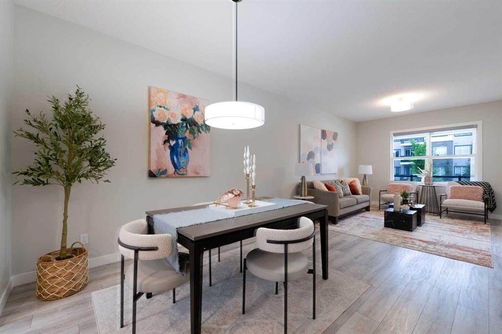 Elegant open dining room staging